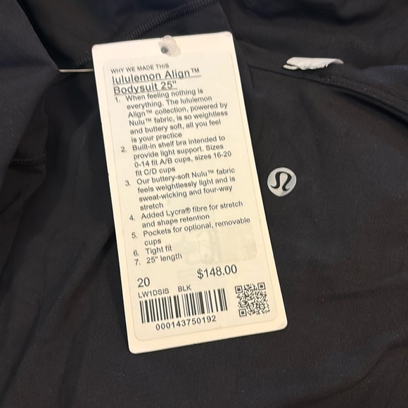Lululemon Align Bodysuit 25”, Black, Size 20 - Picture 5 of 7